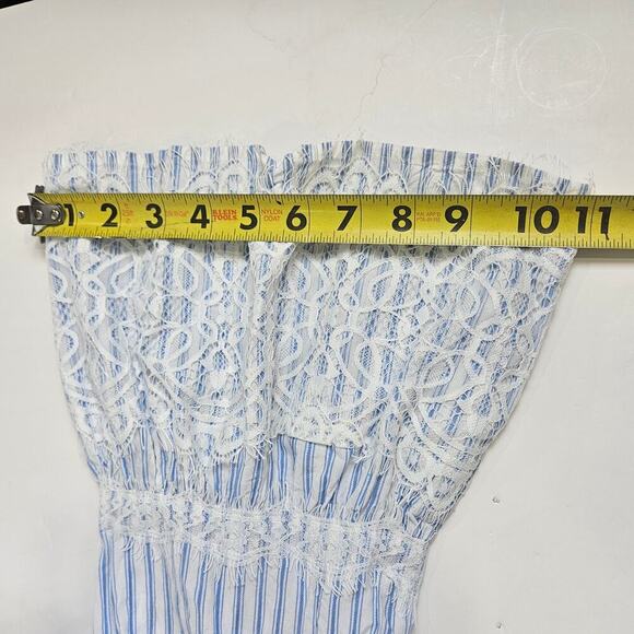 Allison Andrews 3/4 Bell Sleeve Lace Blue and White Striped Medium Sailor - Picture 6 of 9